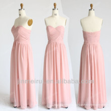Real Sample Custom Made Wedding Evening Sweetheart Chiffon Light Pink Bridesmaid Dress Long BDH9-2